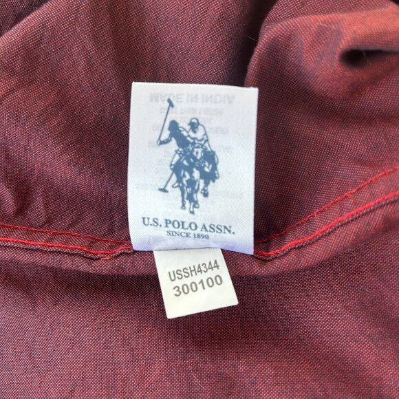 U.S. Polo Assn. preppy burgundy button-down shirt - men's large L - Picture 8 of 8